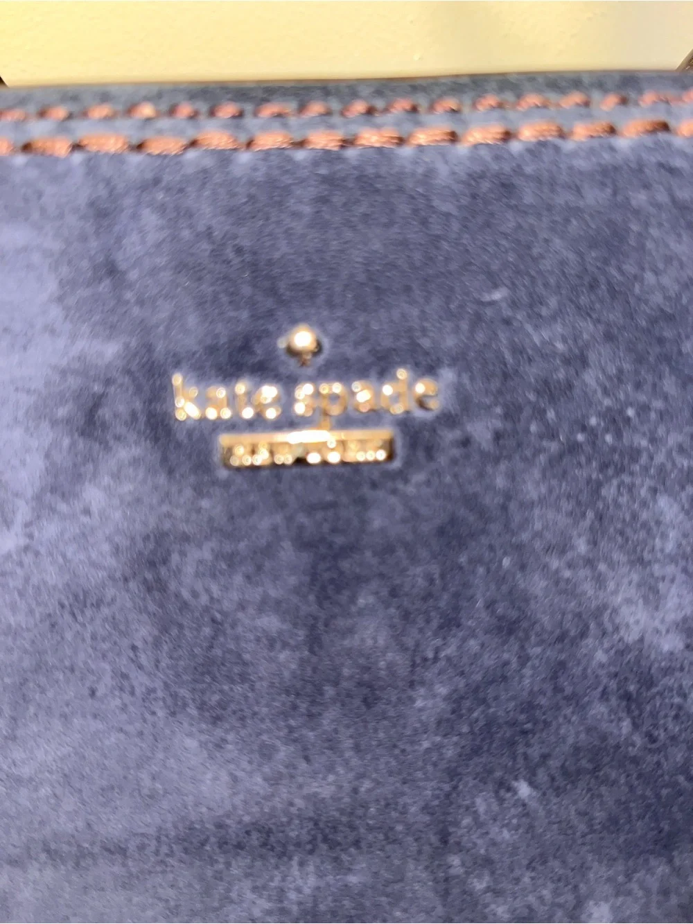 kate spade navy suede satchel with top handles